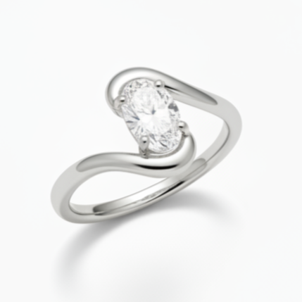 Bague de fiançailles diamant naturel ovale 1.00 carat or blanc Fiorenza