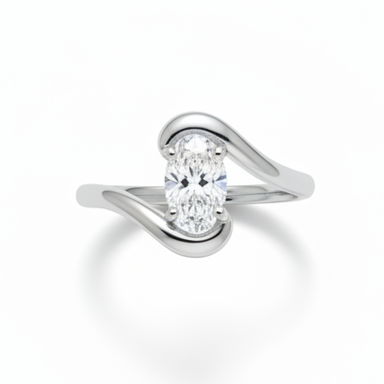 Solitaire diamant ovale Fiorenza 1.00 carat or blanc