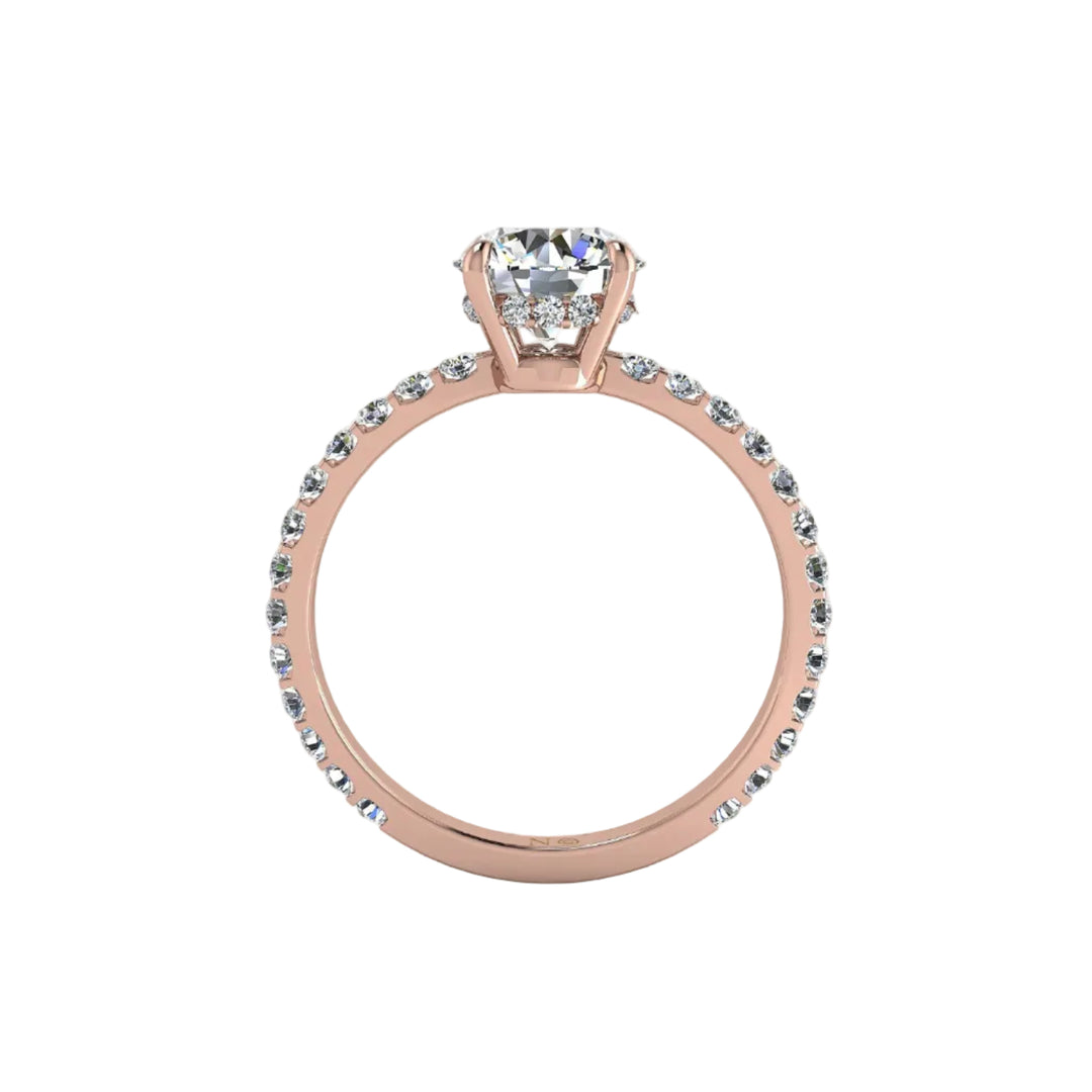 Bague Sofia diamant naturel coussin et diamants naturels ronds 1.00 carat or rose