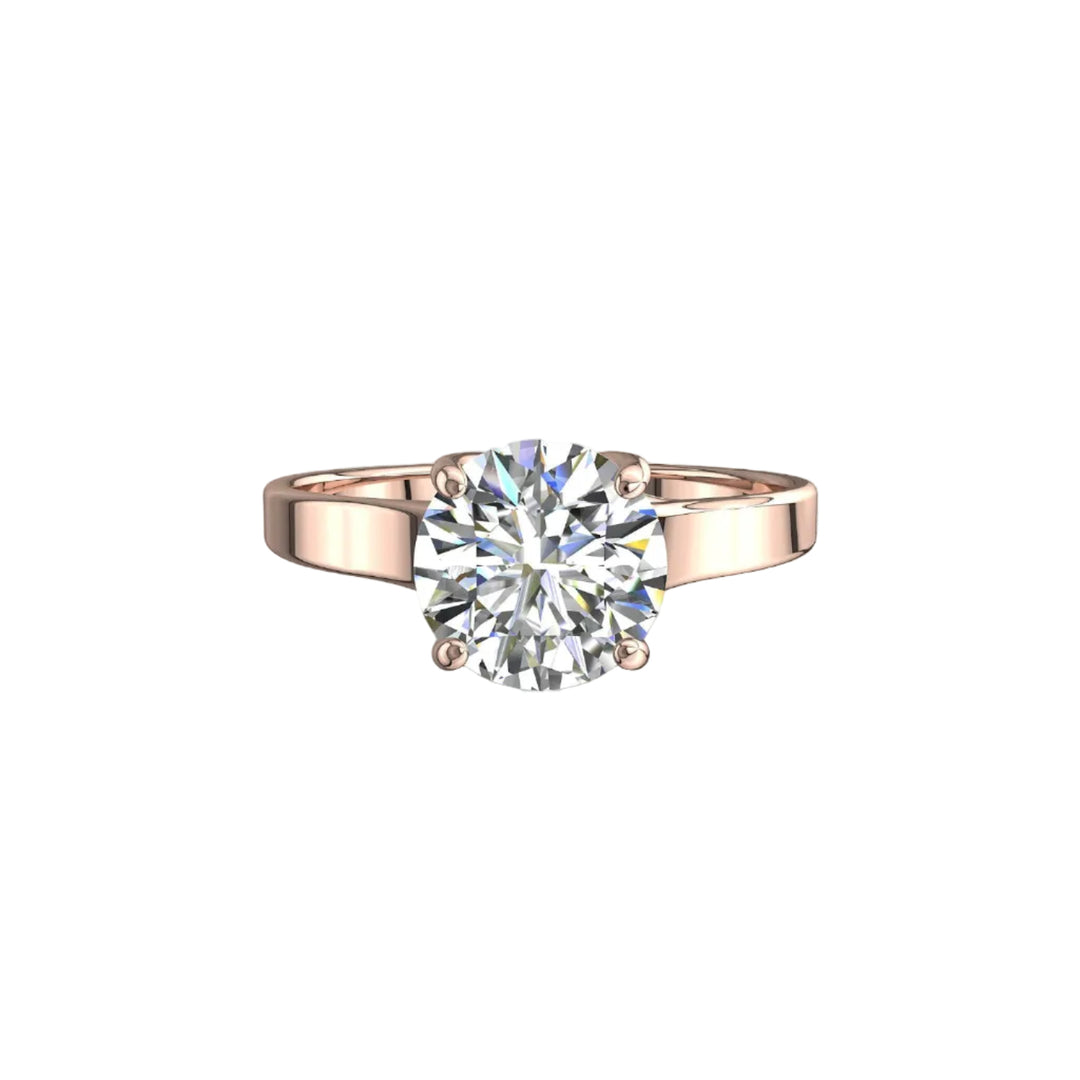 Bague diamant naturel rond 1.00 carat or rose Carina