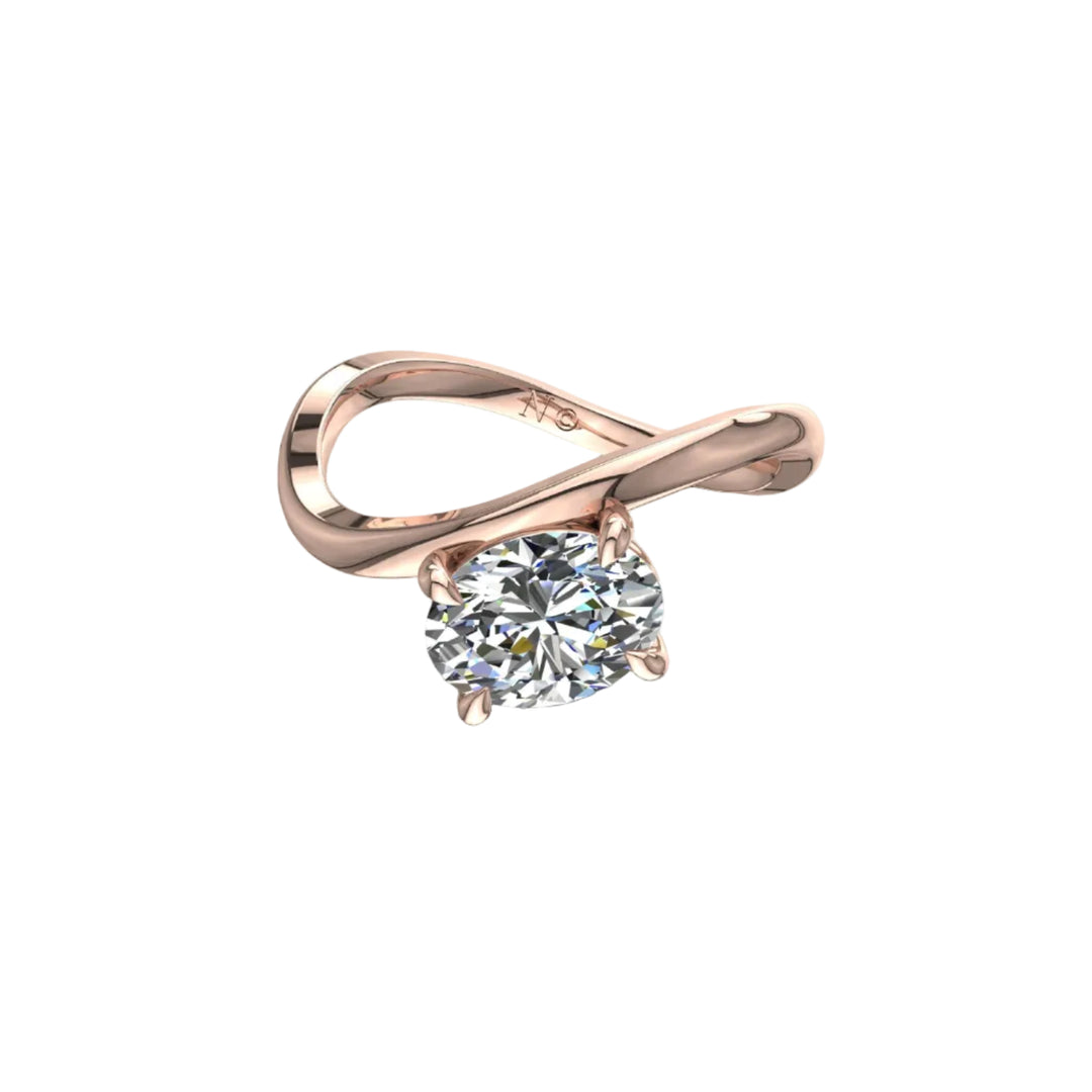 Solitaire Raffaella bague diamant synthétique ovale 1.00 carat or rose