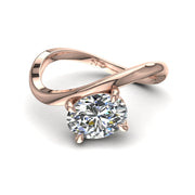 Solitaire Raffaella bague diamant synthétique ovale 1.00 carat or rose
