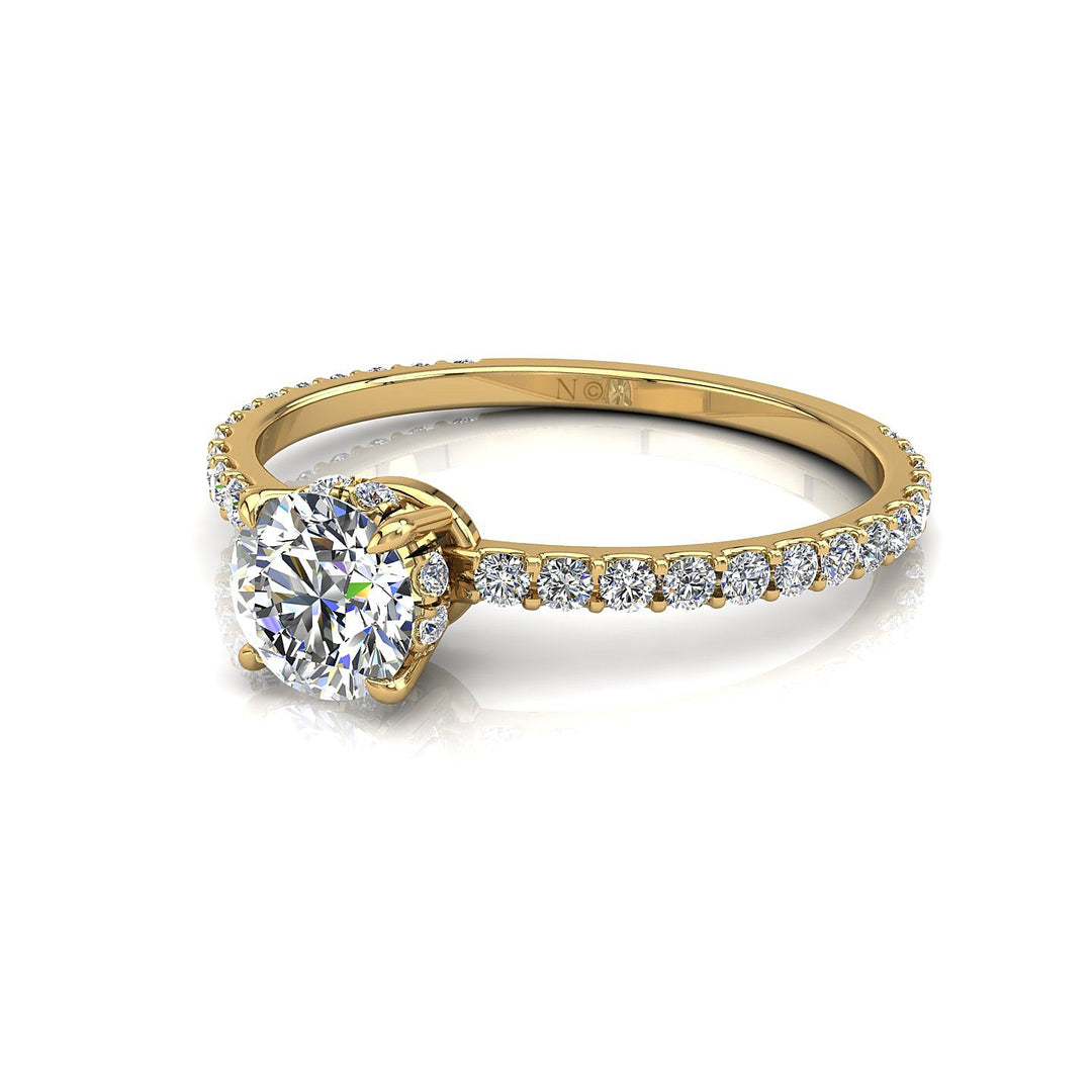 Solitaire bague diamant rond 1.05 carat or jaune Sofia