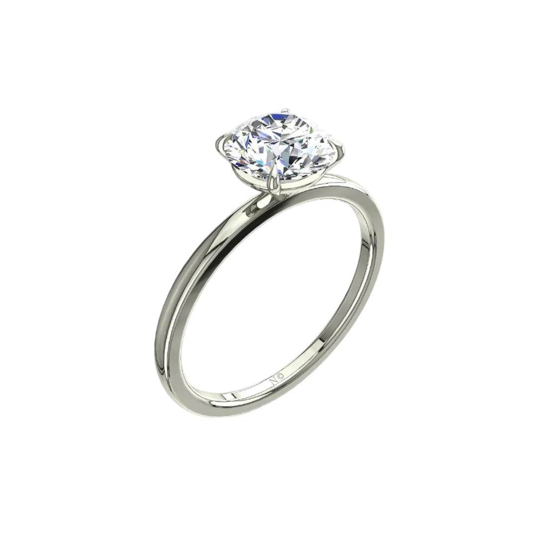 Bague de fiançailles 1.50 carat or blanc 14 carats diamant synthétique rond Ely