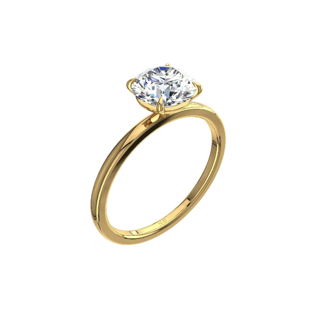 Solitaire diamant synthétique rond Ely 1.50 carat or jaune 14 carats
