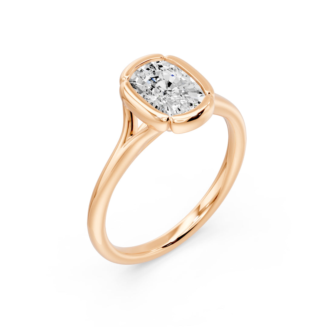 Bague de fiançailles 1.50 carat or rose 14 carats diamant synthétique coussin Georgia