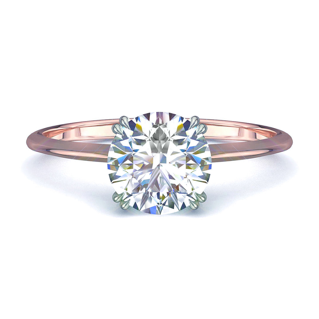 Bague diamant naturel rond 1.50 carat or rose Vanessa
