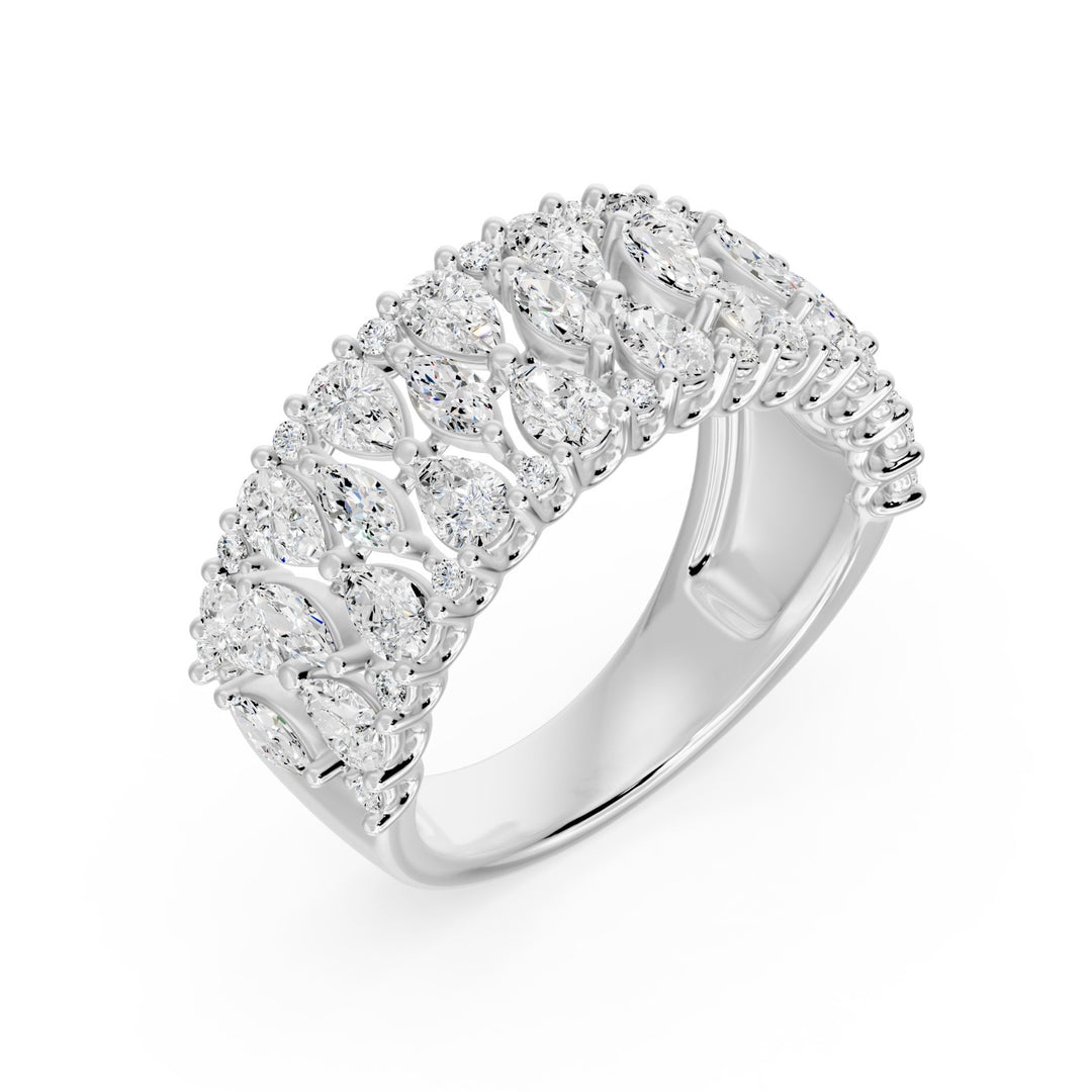 Bague diamants de synthèse poires, marquises et ronds 2,57 carats Fabiolina