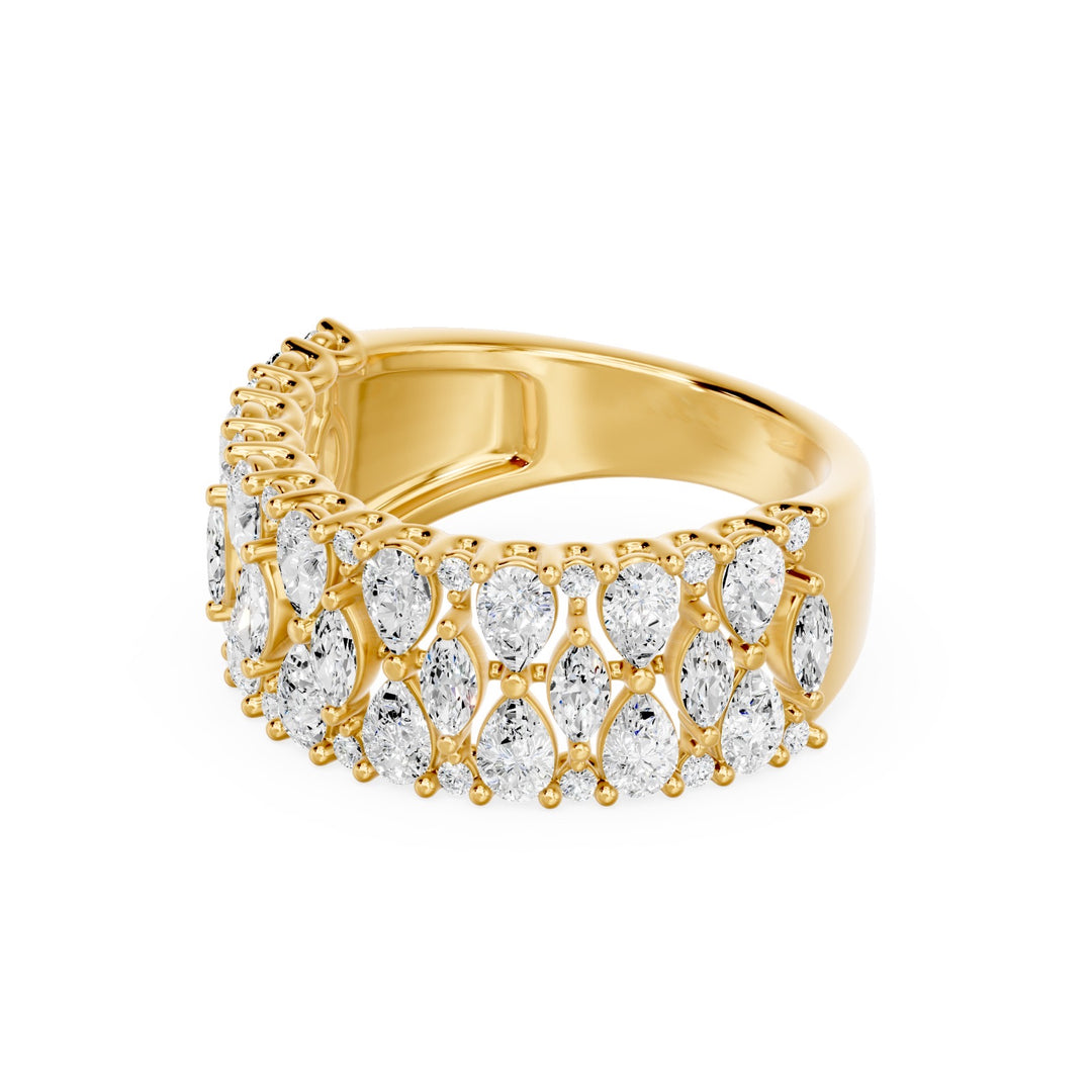 Bague diamants de synthèse poires, marquises et ronds 2,57 carats Fabiolina