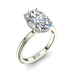 Charger l&#39;image dans la visionneuse de la galerie, Bague solitaire 2.60 carats or blanc diamant ovale et diamants ronds Romy
