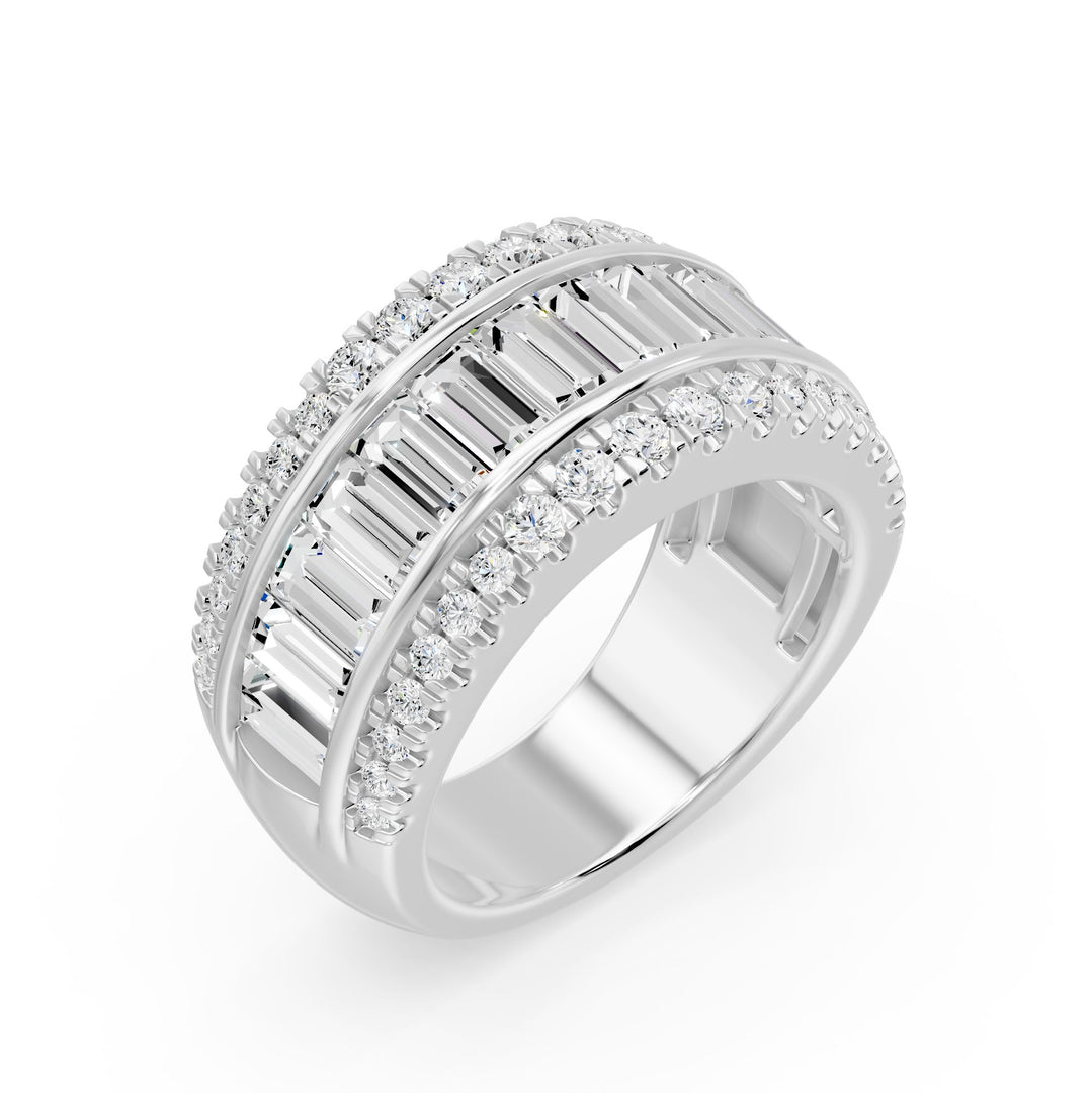 Solitaire diamants synthétiques baguettes et diamants synthétiques ronds Venezia 2.63 carats or blanc 14 carats