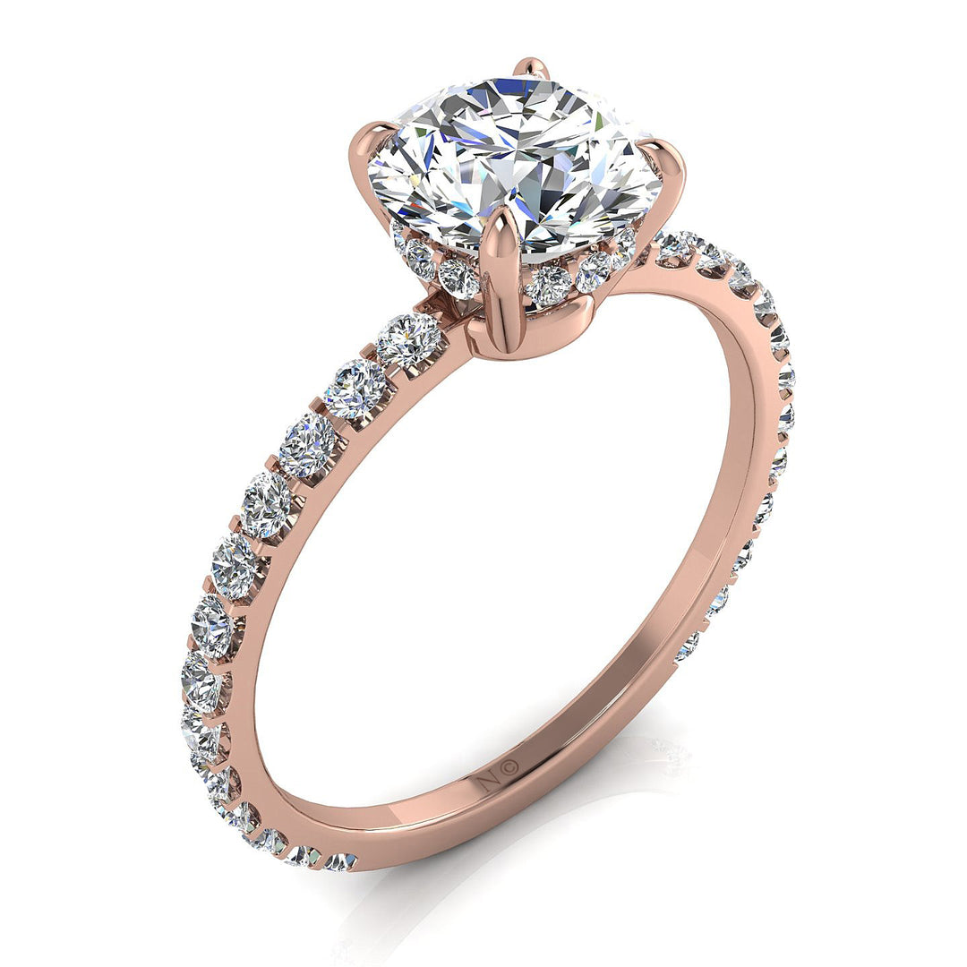 Solitaire diamant rond 3.25 carats or rose Sofia