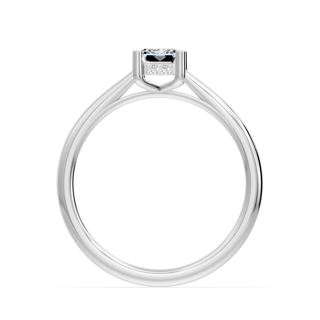 Bague Felicia diamant naturel Émeraude et diamants naturels ronds 1.02 carat or blanc 14 carats