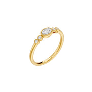 Bague Lina solitaire diamant naturel ovale et diamants naturels ronds 0.25 carat or jaune 14 carats
