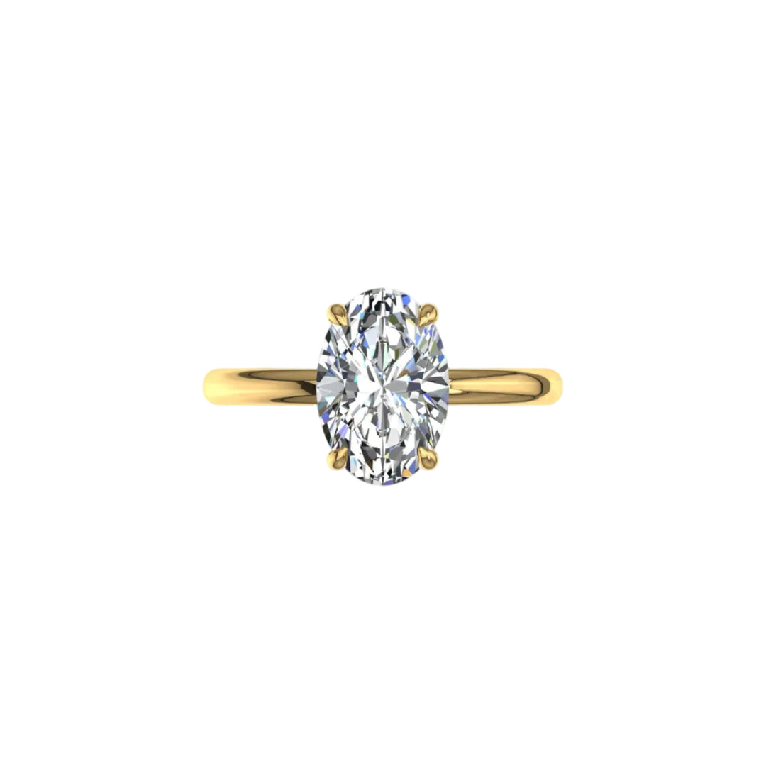 Solitaire bague diamant naturel ovale et diamants naturels ronds 0.50 carat or jaune Romy