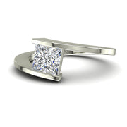 Solitaire diamant naturel princesse 2.00 carat or blanc Francesca