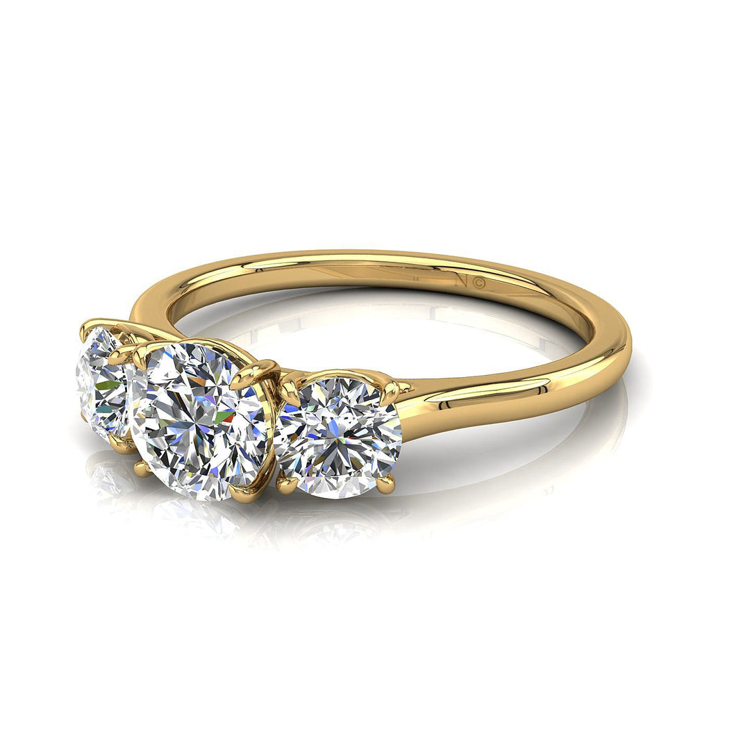 Solitaire bague diamant naturel rond 0.90 carat or jaune Maria