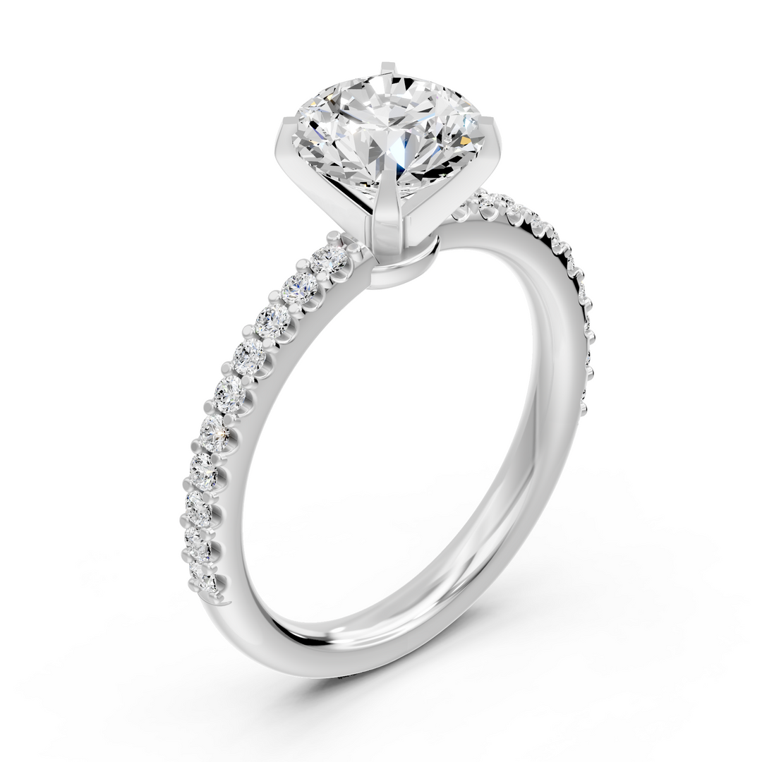 Solitaire diamant naturel rond 1.70 carat or blanc 14 carats Clotilda