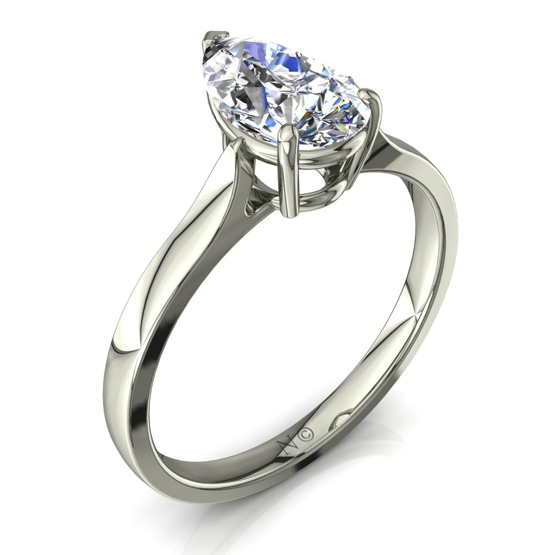 Solitaire diamant poire Camilla 2.00 carat or blanc