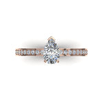 Load image into Gallery viewer, Solitaire diamant poire et diamants ronds Noémie 0.80 carat or rose
