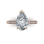 Load image into Gallery viewer, Solitaire bague diamant poire et diamants ronds 3.20 carats or rose Noémie
