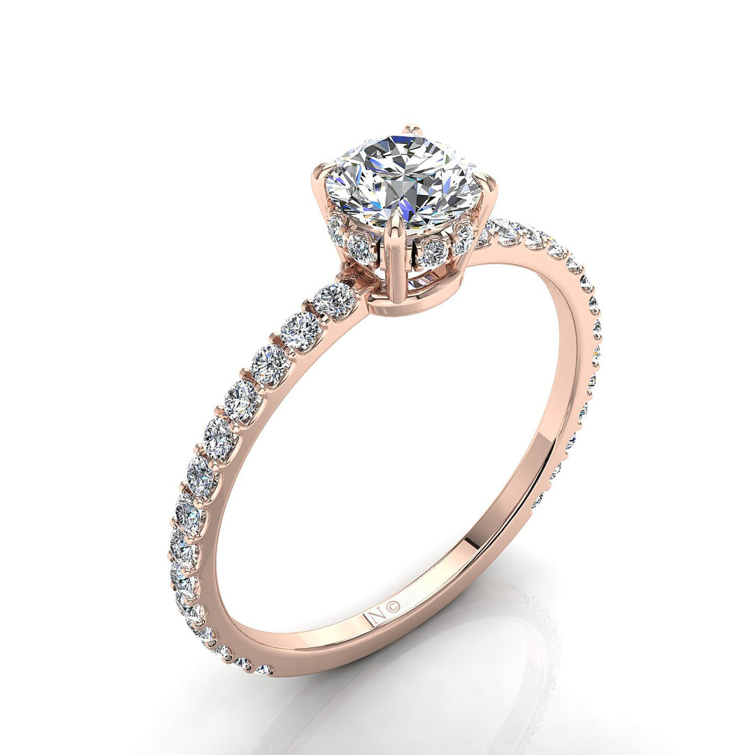 Bague Sofia diamant rond 1.05 carat or rose