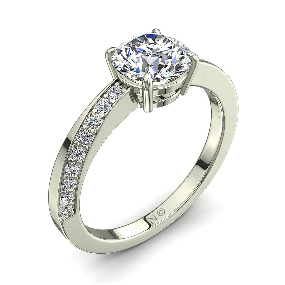 Bague solitaire 1.15 carat or blanc diamant rond Bianca