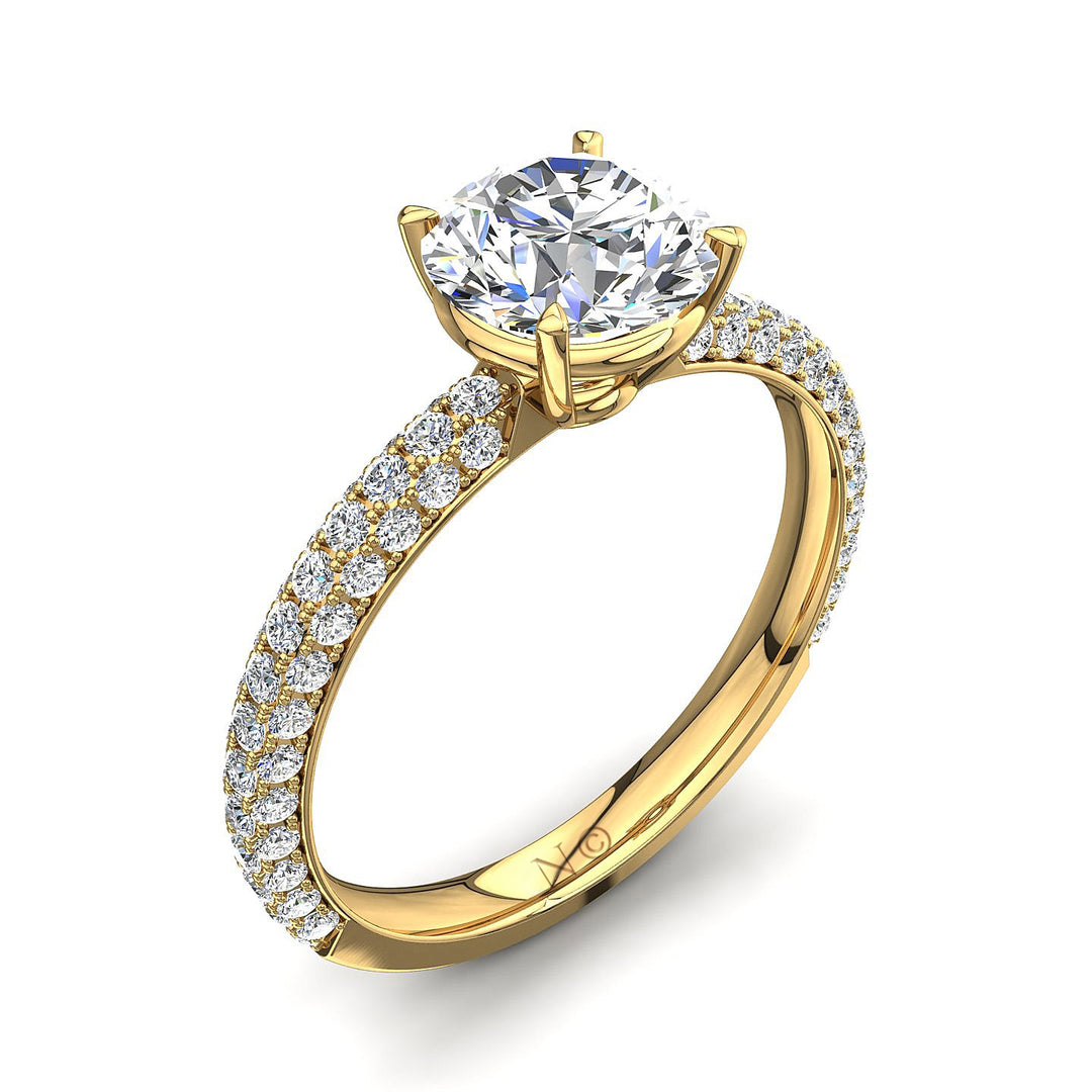 Bague de fiançailles 1.15 carat or jaune diamant rond Patrizia