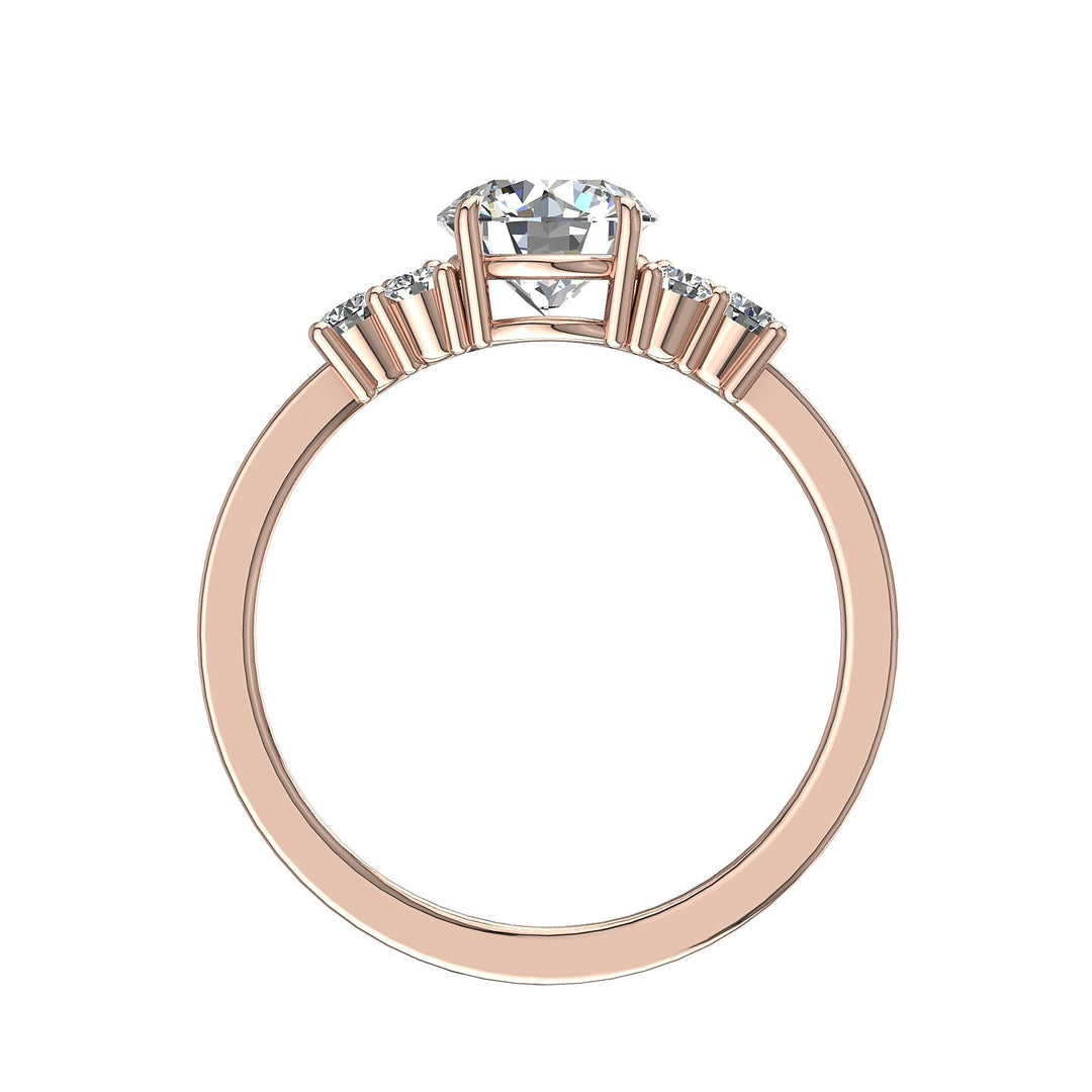 Bague de mariage diamant rond 1.25 carat or rose Valentina