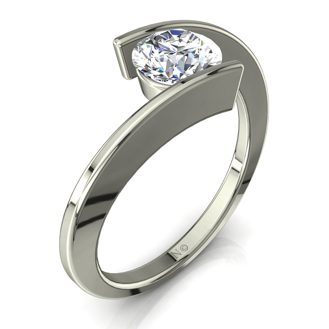 Solitaire Francesca bague diamant rond 3.00 carats or blanc