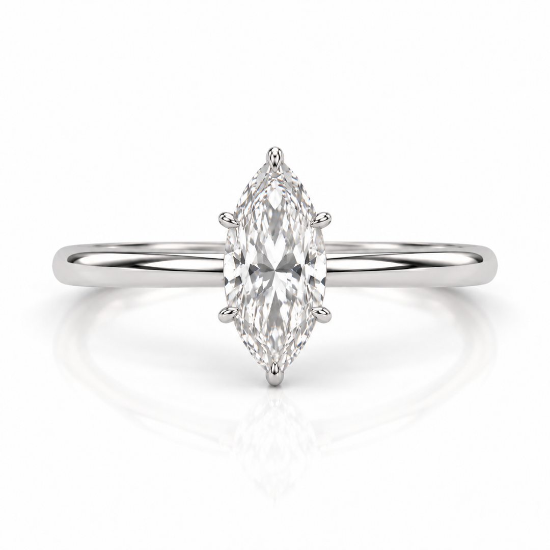 Solitaire diamant synthétique marquise Ely 1.00 carat or blanc