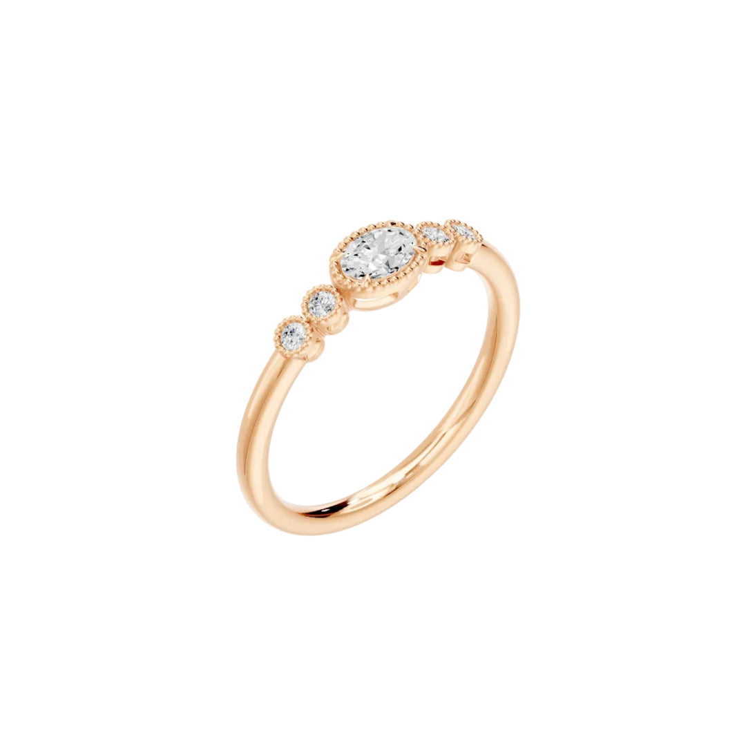 Solitaire épaulé diamant ovale 0,25 Ct synthétique Lina or rose