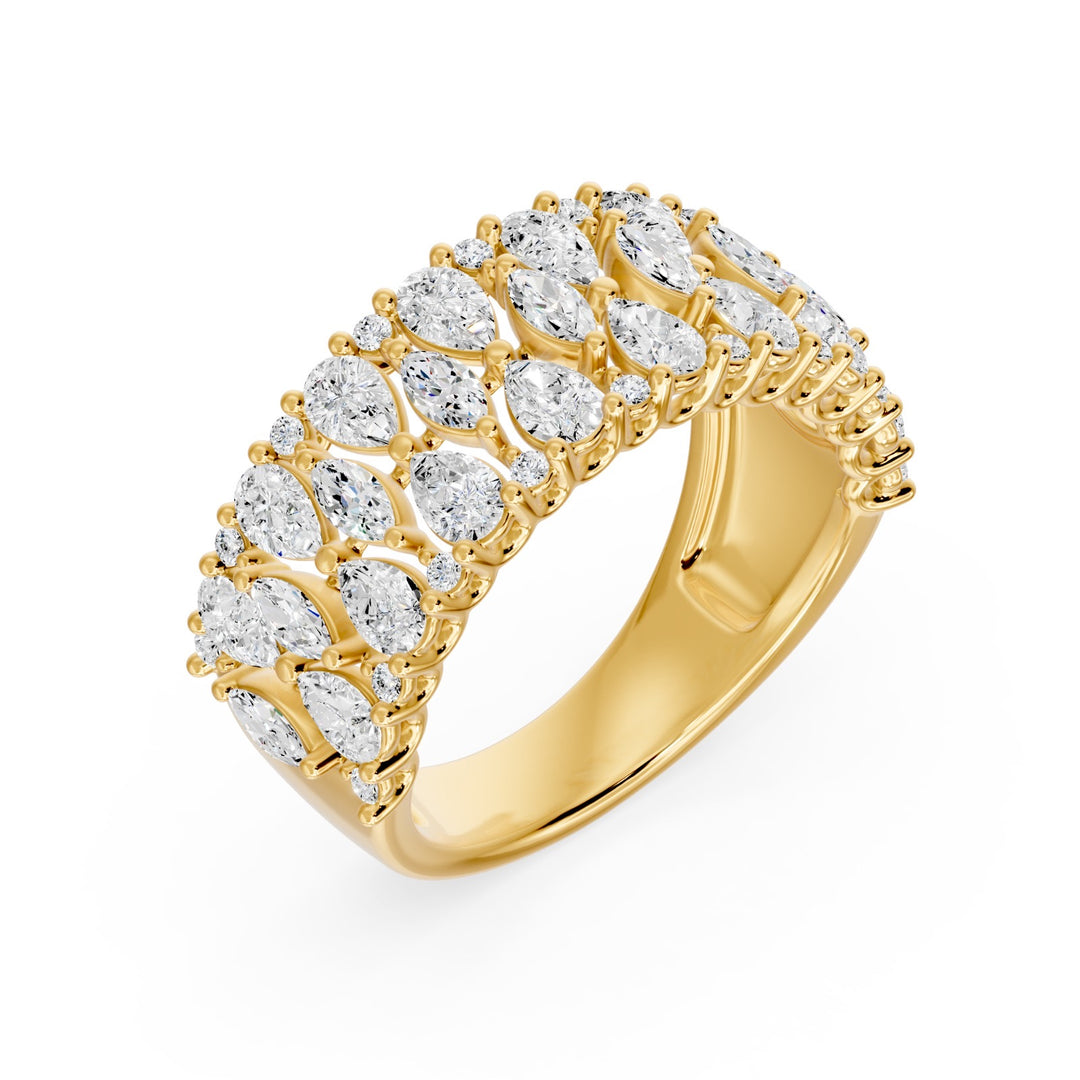 Bague diamants de synthèse poires, marquises et ronds 2,57 carats Fabiolina ronds Fabiolina or jaune