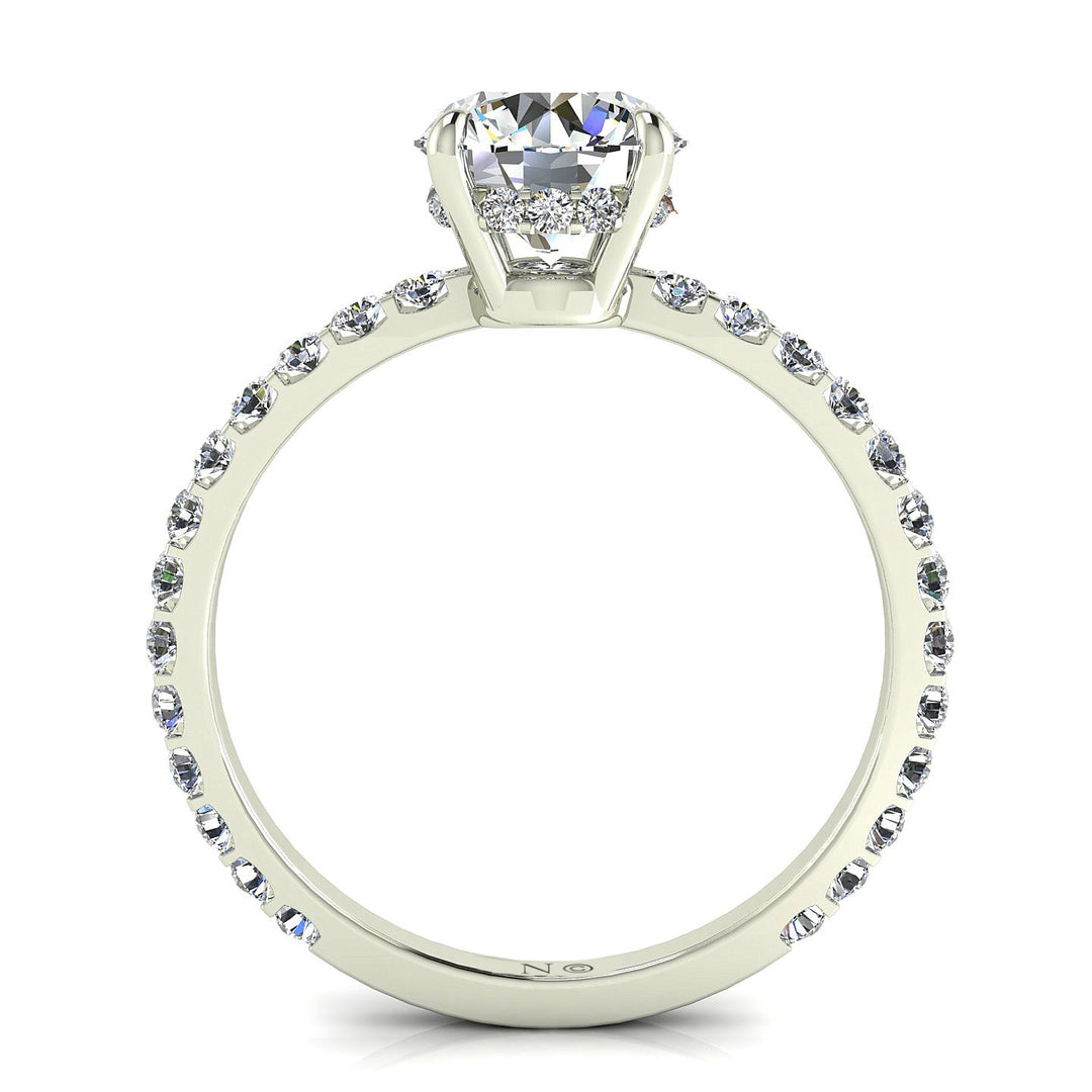 Bague Sofia solitaire diamant coussin et diamants ronds 1.75 carat or blanc