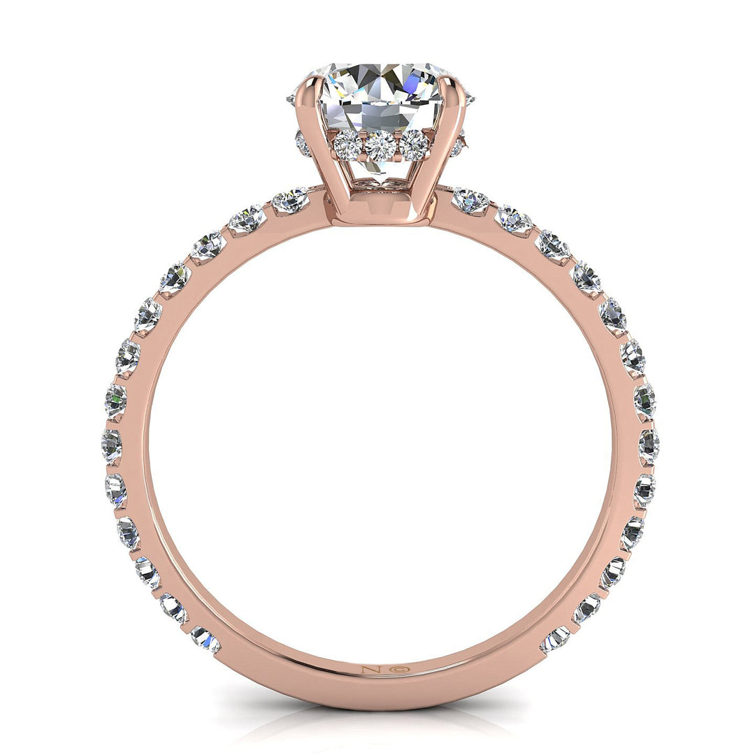 Bague de mariage diamant coussin et diamants ronds 1.75 carat or rose Sofia