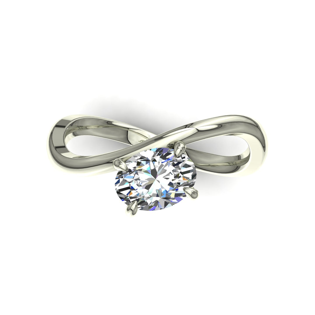 Bague solitaire 1.00 carat or blanc diamant naturel ovale Raffaella