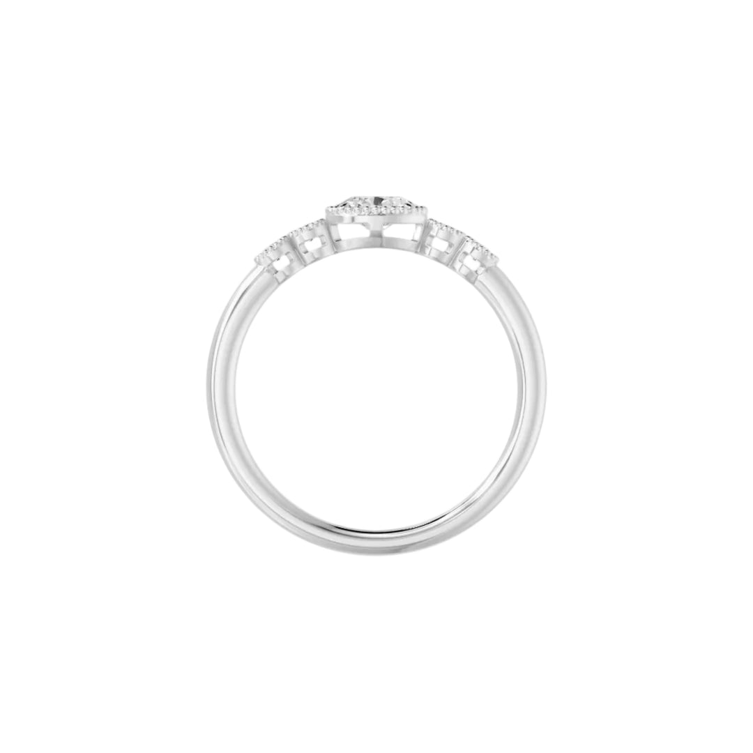 Bague de fiançailles 0.25 carat or blanc 14 carats diamant naturel ovale et diamants naturels ronds Lina