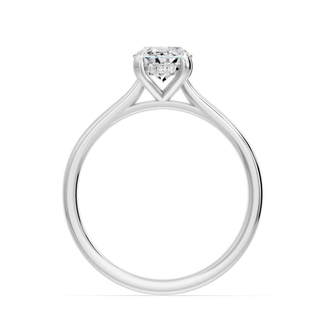 Bague Viviana solitaire diamant naturel ovale et diamants naturels ronds 1.05 carat or blanc 14 carats