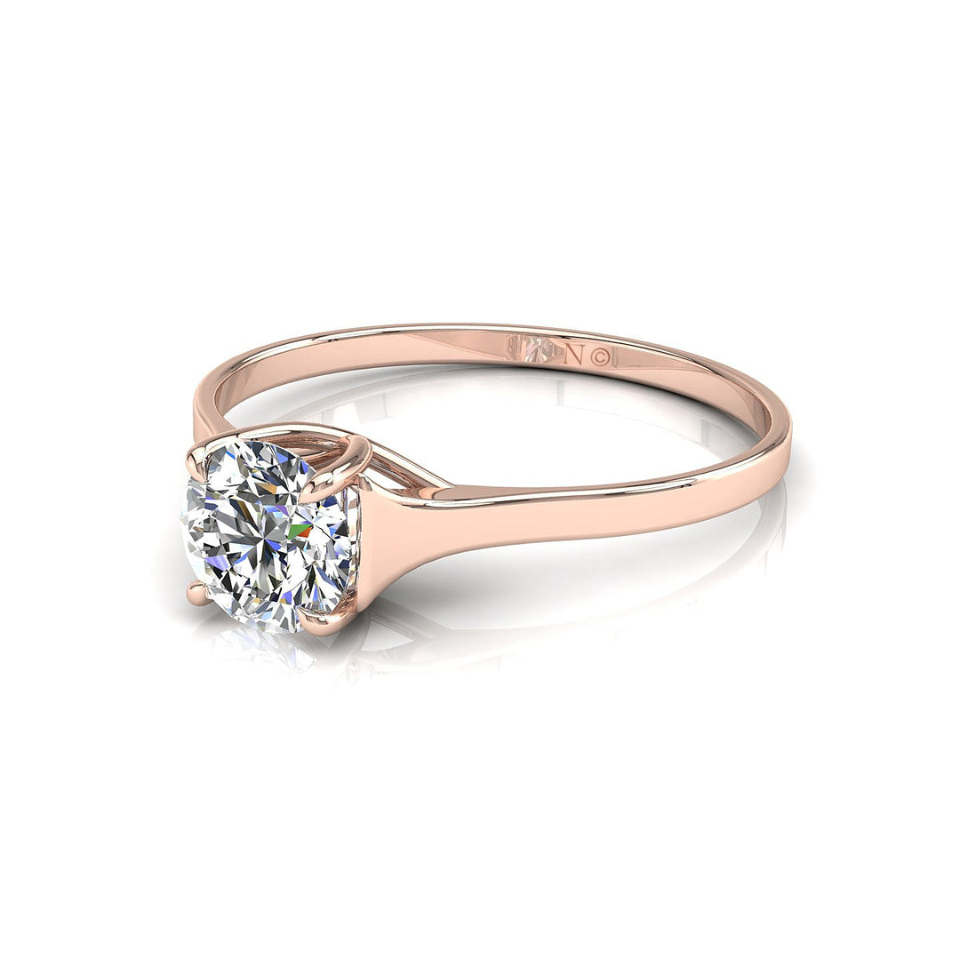 Bague diamant naturel rond 0.50 carat or rose Carina