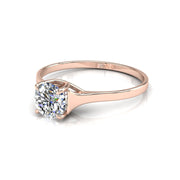 Bague diamant naturel rond 0.50 carat or rose Carina