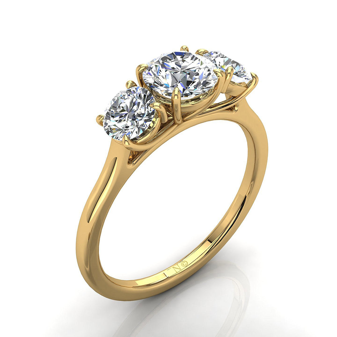 Bague solitaire 0.90 carat or jaune diamant naturel rond Maria