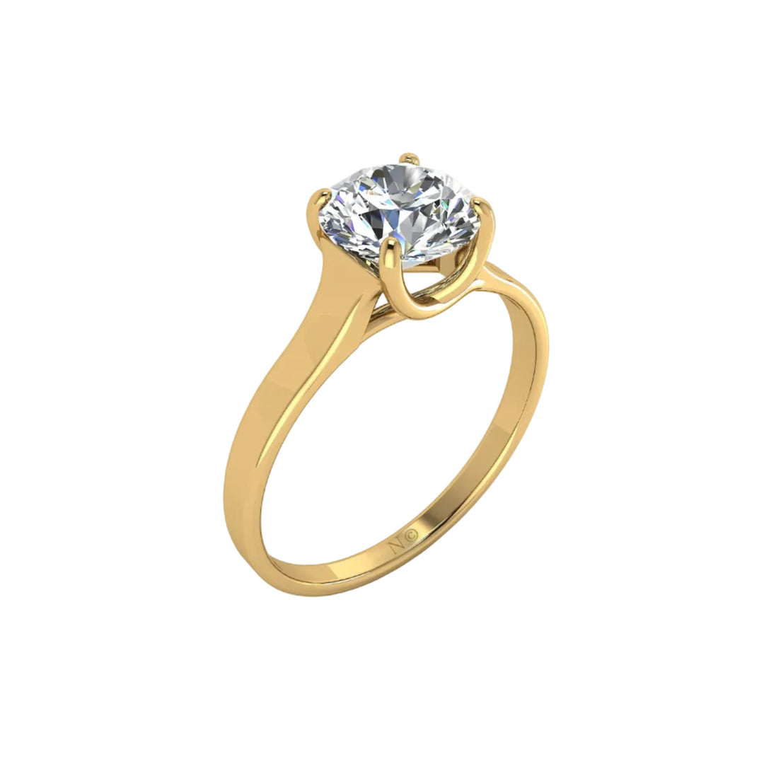 Solitaire diamant naturel rond 1.00 carat or jaune Carina
