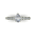 Load image into Gallery viewer, Bague solitaire 1.20 carat or blanc diamant poire et diamants ronds Noémie
