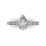 Load image into Gallery viewer, Solitaire diamant poire et diamants ronds 1.70 carat or blanc Noémie
