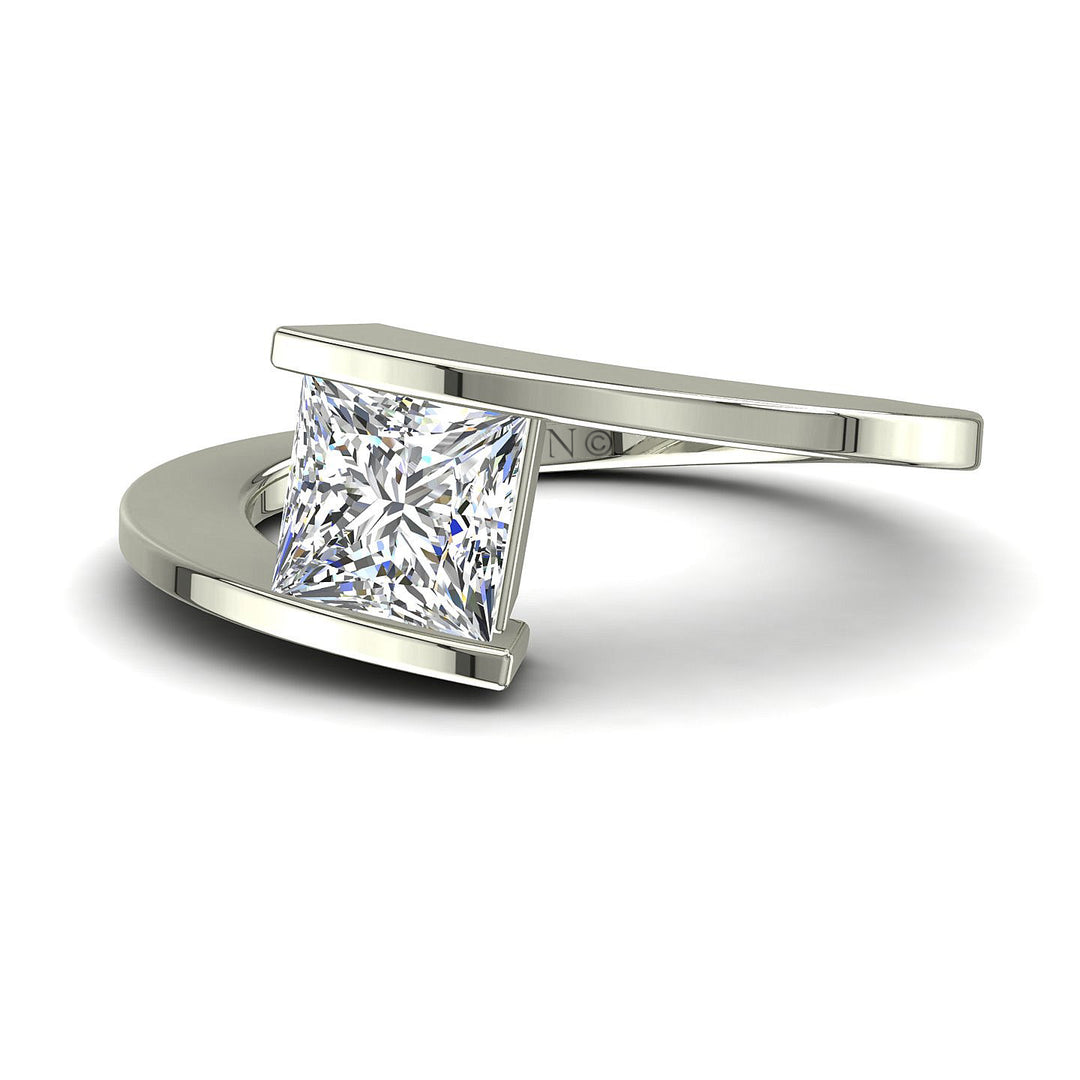 Solitaire diamant princesse Francesca 1.50 carat or blanc