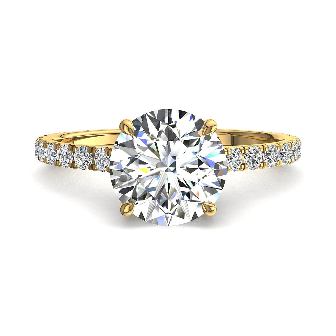 Bague de mariage diamant rond 1.00 carat or jaune Giulia