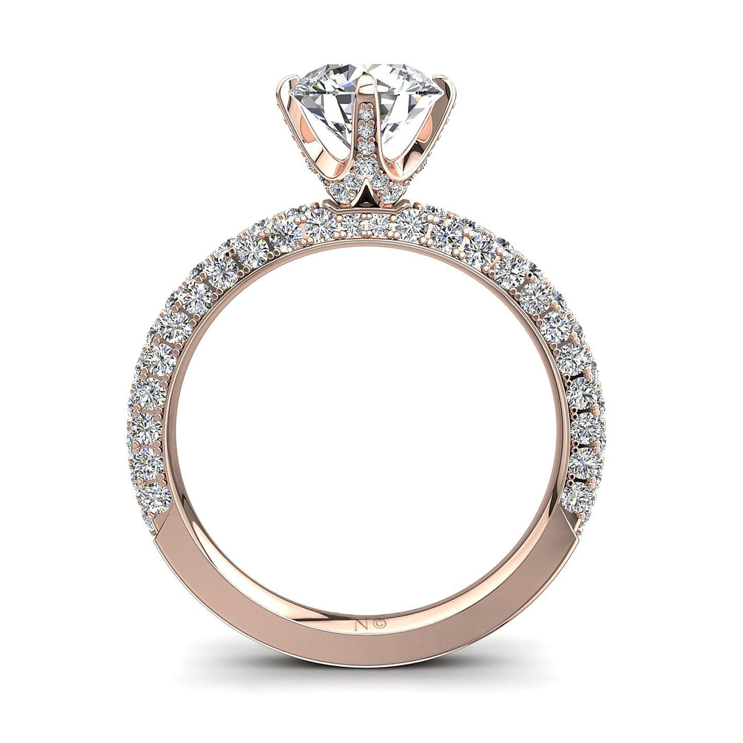 Solitaire Elisa bague diamant rond 2.00 carat or rose