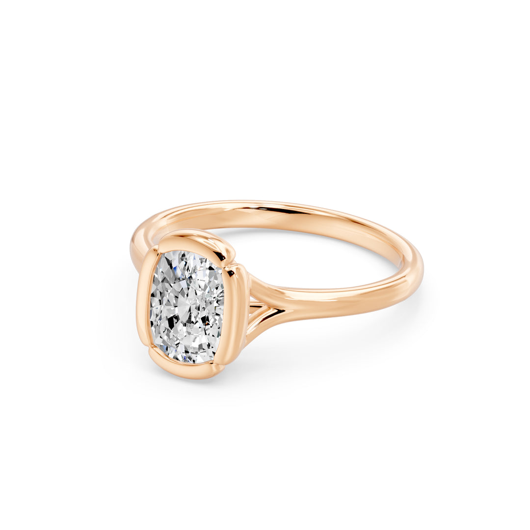 Solitaire diamant synthétique coussin Georgia 1.50 carat or rose 14 carats
