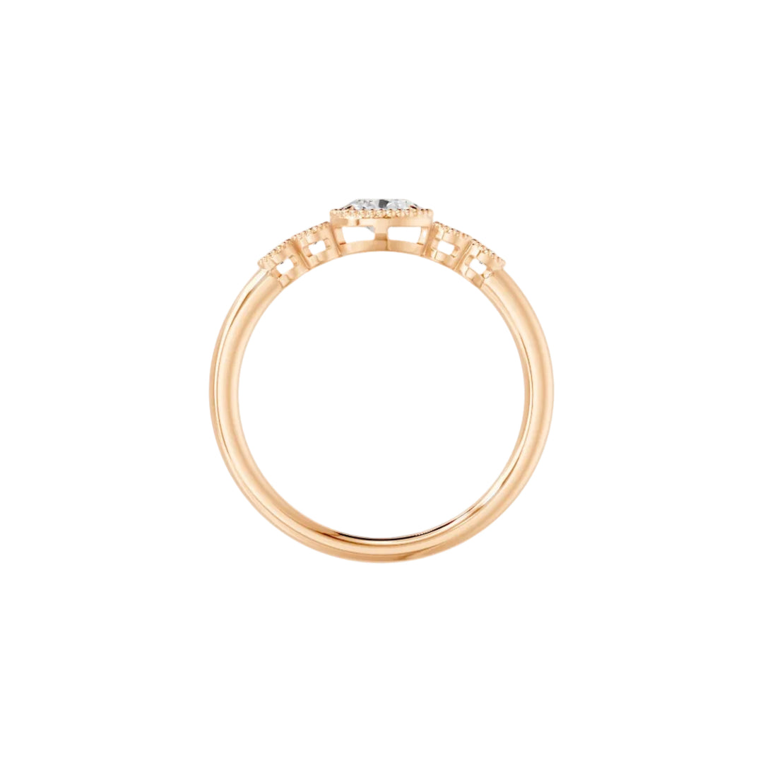 Solitaire épaulé diamant ovale 0,25 Ct synthétique Lina or rose 