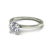 Bague Ely2 diamant synthétique rond 0.70 carat or blanc 14 carats
